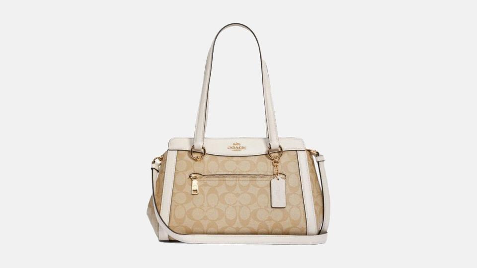 A classic shoulder bag is a wardrobe must-have, and this Coach signature print carryall is deeply discounted.