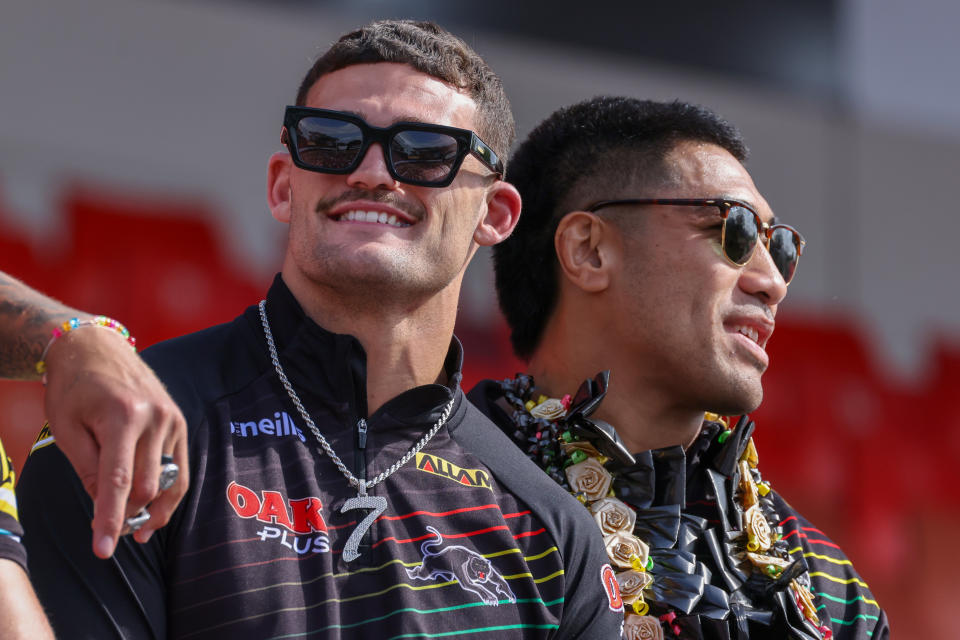 Nathan Cleary celebrating.