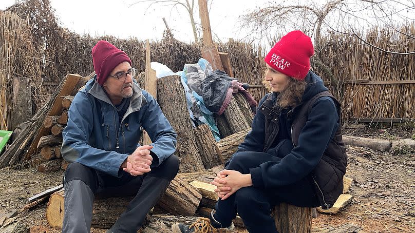 Hans speaking with Rusanda in Moldova