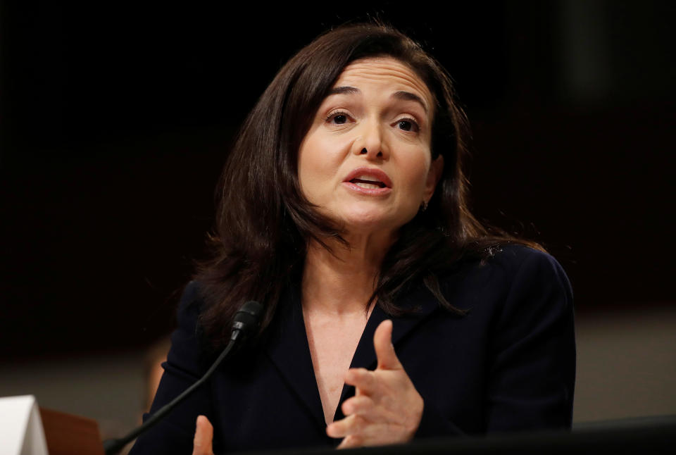 Facebook COO Sheryl Sandberg testifies before a Senate Intelligence Committee hearing on foreign influence operations on social media platforms on Capitol Hill in Washington, U.S., September 5, 2018. REUTERS/Joshua Roberts