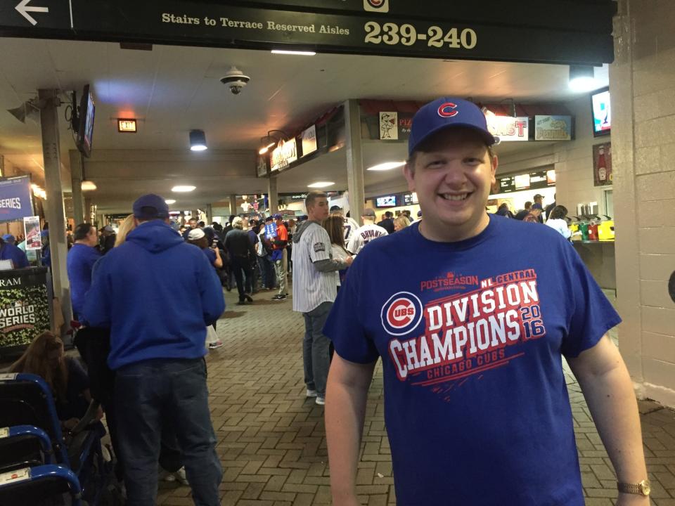 Pete Seat finally got inside Wrigley Field for a World Series game. (Yahoo Sports)