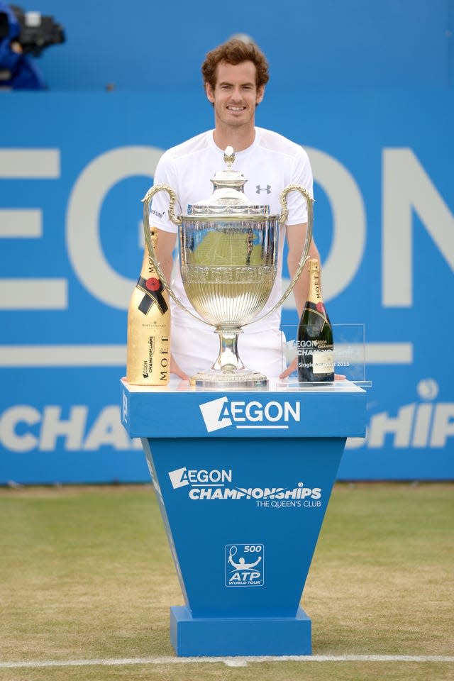 Andy Murray celebrates his 2015 win at The Queen's Club