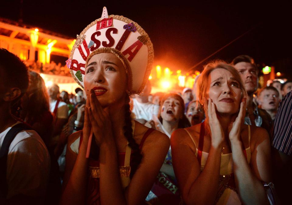 <p>Russia fans during the game </p>