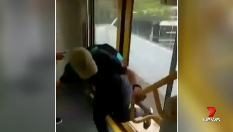 One of the videos on the notorious Facebook page shows a boy kicking out the glass panel from a train door.