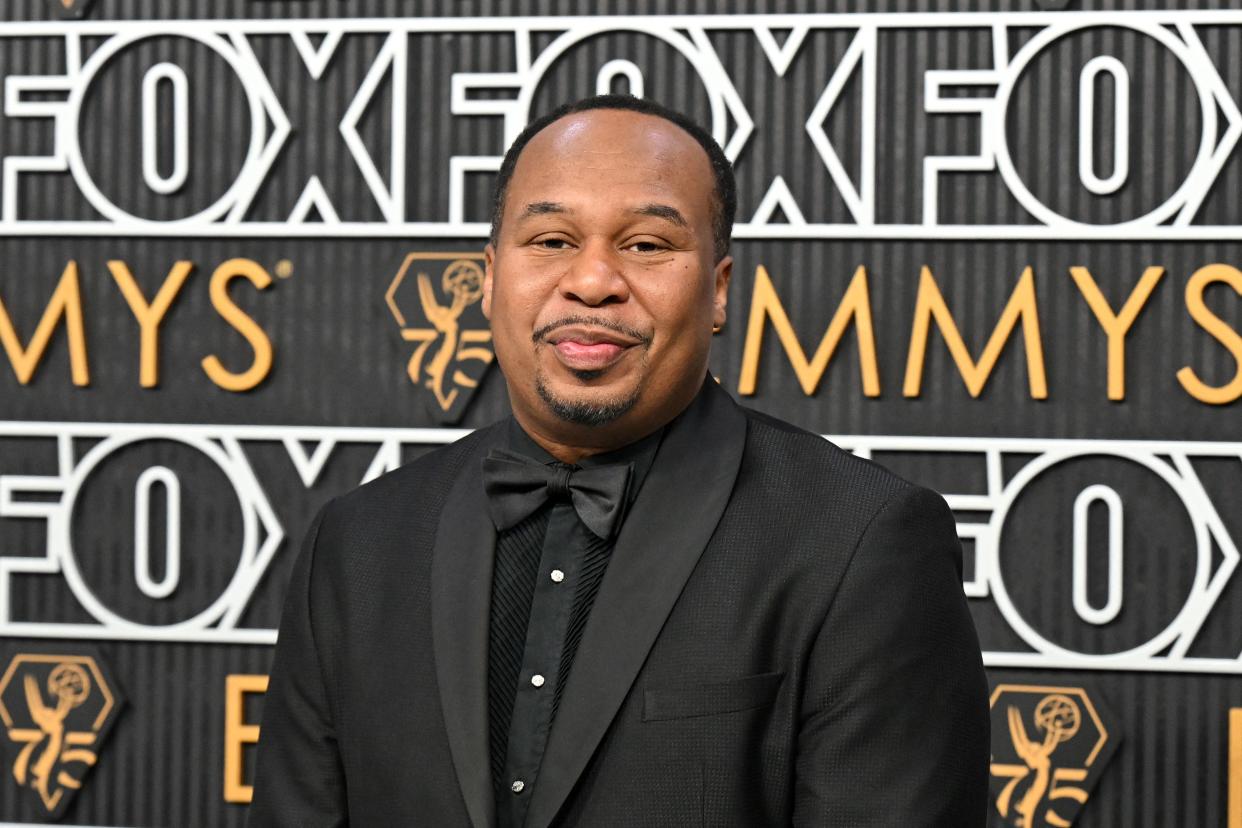 Former "Daily Show" correspondent Roy Wood Jr. arrives at the 75th Emmy Awards on January 15, 2024 in Los Angeles.