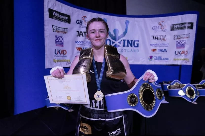 Renton boxer Caitlin Kelly in action April 2024