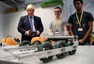 Britain's PM Johnson visits King's Maths School in London