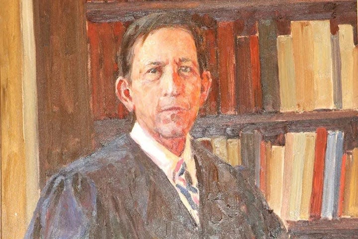 A portrait of former U.S. District Judge Harry Lee Hudspeth at the Albert Armendariz Sr. United States Courthouse in Downtown El Paso. Hudspeth died April 7 in an Austin hospital.