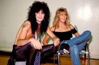 <p>Lee backstage with actress wife, Heather Locklear, in Los Angeles. The pair were married from 1986 to 1993.</p>