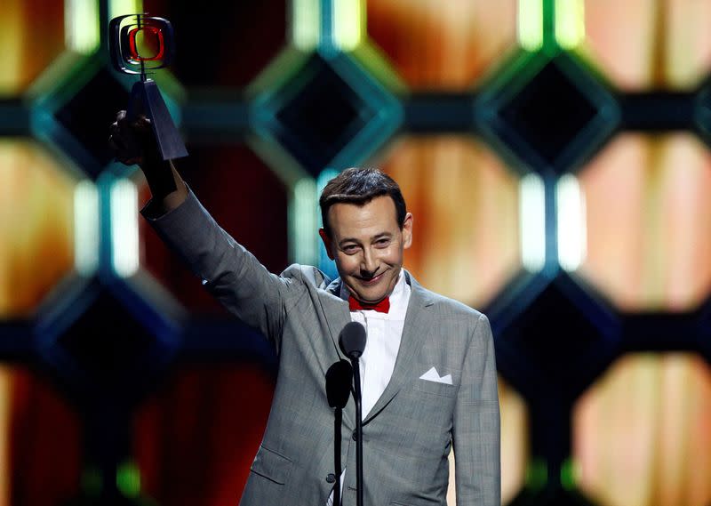 FILE PHOTO: Actor Paul Reubens accepts an award as his character Pee-wee Herman during the 10th Anniversary TV Land Awards in New York