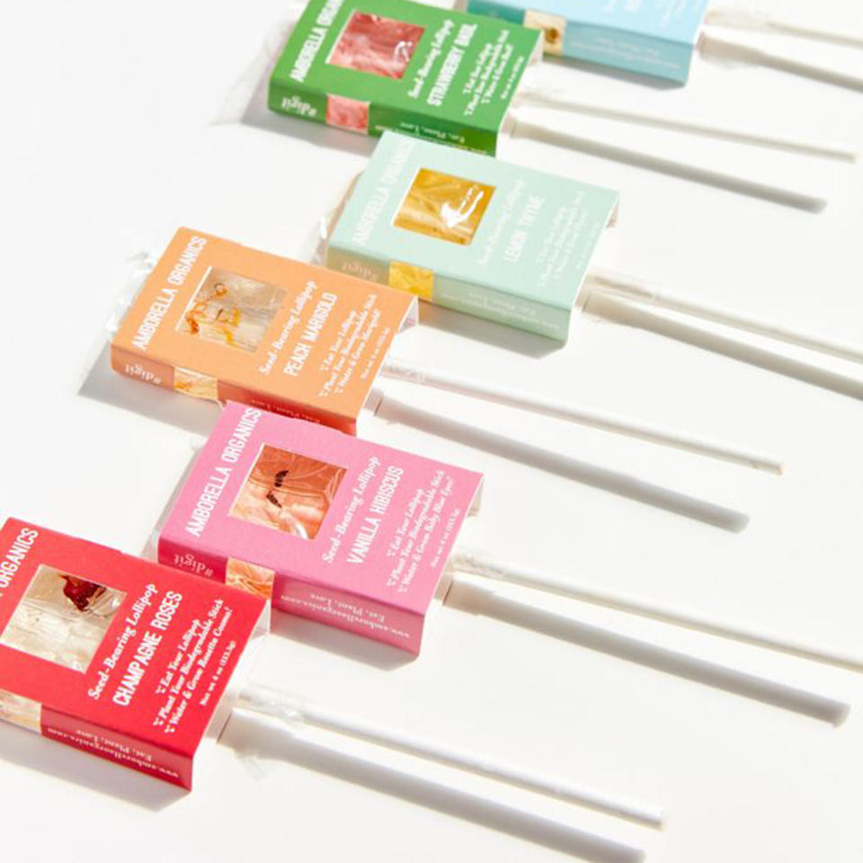 <p>Here's a creative gift that keeps on giving for the gardeners in your life: Delicious, sustainable lollipops with biodegradable sticks. When a treat is finished, plant the leftover stick horizontally and watch it grow into herbs or flowers. <a href="https://click.linksynergy.com/deeplink?id=93xLBvPhAeE&mid=43176&murl=https%3A%2F%2Fwww.urbanoutfitters.com%2Fshop%2Famborella-organics-garden-lovers-seed-lollipop-gift-set%3Fcolor%3D000%26type%3DREGULAR%26size%3DONE%2520SIZE%26quantity%3D1&u1=RS29GiftsUnder25ThatStillFeelSpecialmseaverGifGal2600819202011I" rel="nofollow noopener" target="_blank" data-ylk="slk:$23, urbanoutfitters.com;elm:context_link;itc:0;sec:content-canvas" class="link ">$23, urbanoutfitters.com</a></p>