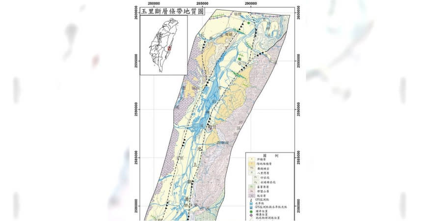 玉里斷層條帶地質圖。（圖／ 翻攝自經濟部中央地質調查所）