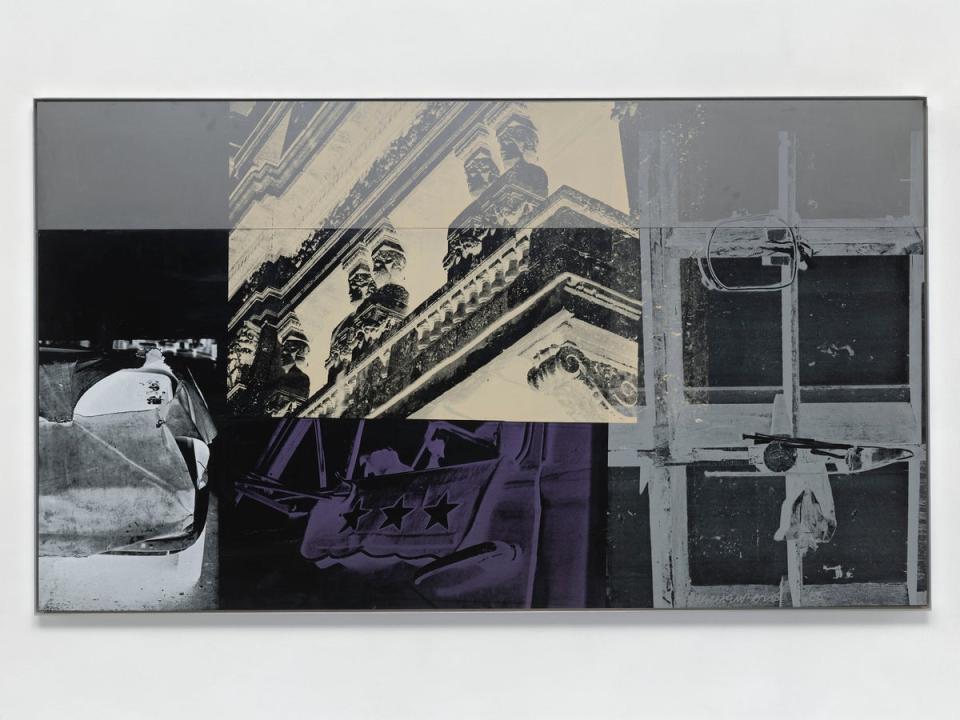 ‘Cuban Slate’ from Roci Cuba, 1988. Silkscreen ink and enamel on galvanized steel (Robert Rauschenberg Foundation/ARS)