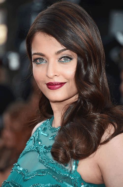 At the <i>Carol</i> premiere at Cannes, the Indian actress looked exotically stunning in her sequin turquoise gown with matching eyeliner, cherry red lips and a rich chocolate mane. We love her colour play.