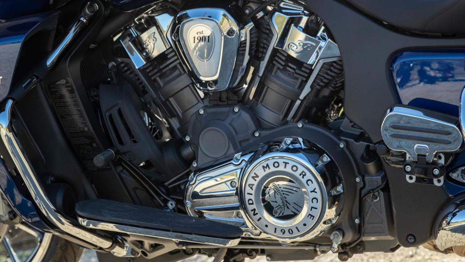 A water-cooled, 1,768 cc engine gives the bike an output of 122 hp and 128 ft lbs of torque. - Credit: Kevin Wing, courtesy of Indian Motorcycle.