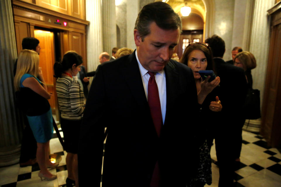 <em>Did Ted Cruz’s dad do it? Donald Trump appeared to suggest some suspicion when he pointed out that Cruz’s father Rafael Cruz had been spotted with Oswald before the shooting (Picture: Reuters)</em>