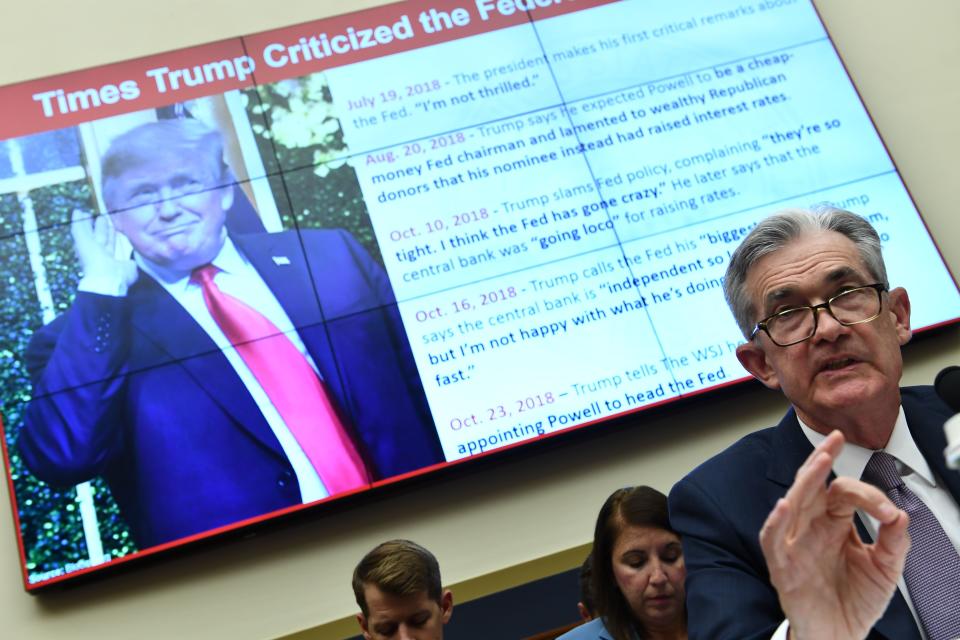 El presidente de la Reserva Federal, Jerome Powell, testifica durante una audiencia del comité sobre "Política monetaria y el estado de la economía" el 10 de julio de 2019 en Washington, DC. Foto: BRENDAN SMIALOWSKI / AFP / Getty Images.