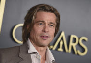 Brad Pitt arrives at the 92nd Academy Awards Nominees Luncheon at the Loews Hotel on Monday, Jan. 27, 2020, in Los Angeles. (Photo by Jordan Strauss/Invision/AP)