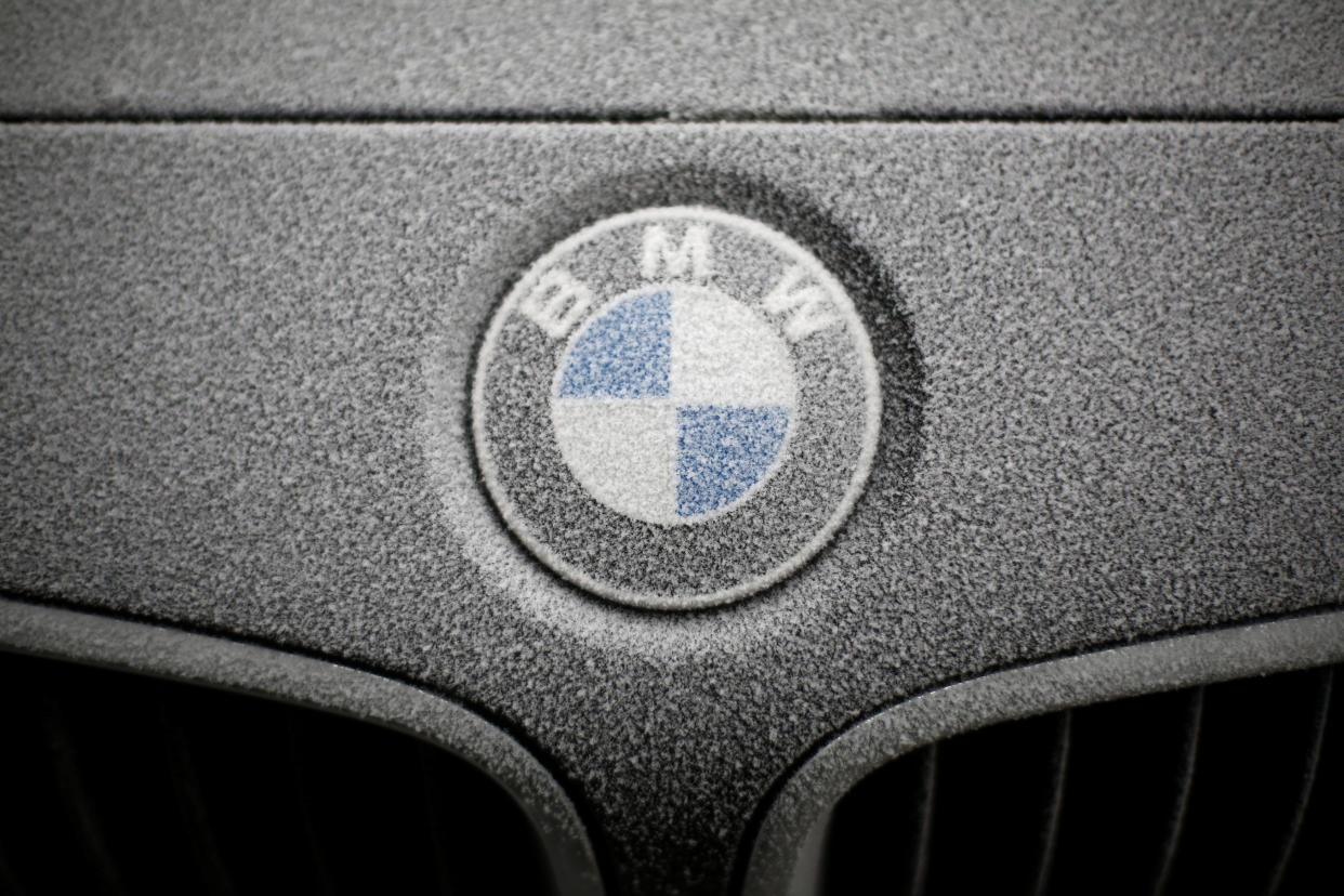 BMW  Snowflakes are seen on the grille badge of a BMW car in Warsaw, Poland December 17, 2016. REUTERS/Kacper Pempel