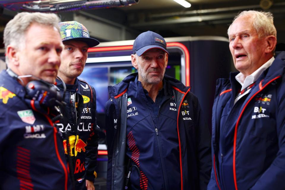 Adrian Newey (centre-right) will leave Red Bull next year (Getty Images)