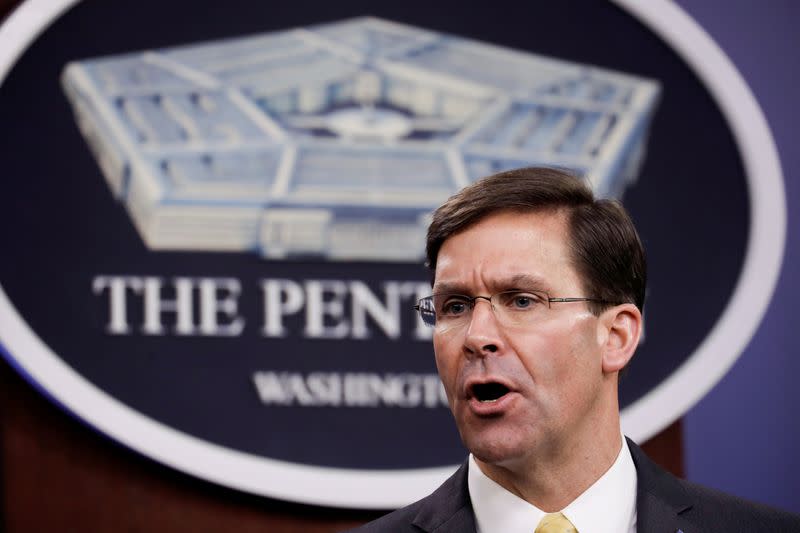 FILE PHOTO: U.S. Defense Secretary Mark Esper and Britain's Secretary of State of Defence Ben Wallace joint news confernce