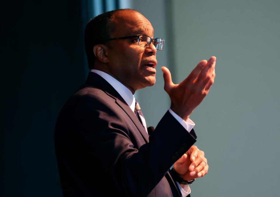 Elder Ahmad S. Corbitt, General Authority Seventy of The Church of Jesus Christ of Latter-day Saints, speaks at the Braver Angels National Convention at Gettysburg College in Gettysburg, Pa., on Thursday, July 6, 2023. | Kristin Murphy, Deseret News