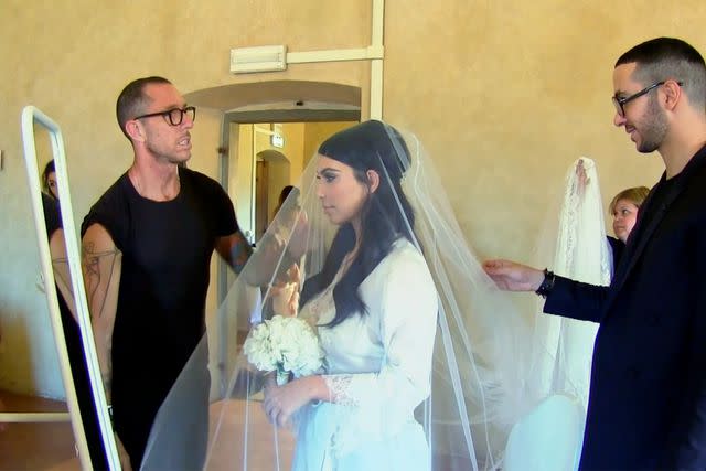 <p>E!</p> Kim Kardashian gets ready for her wedding to Kanye West on 'Keeping Up With the Kardashians'.