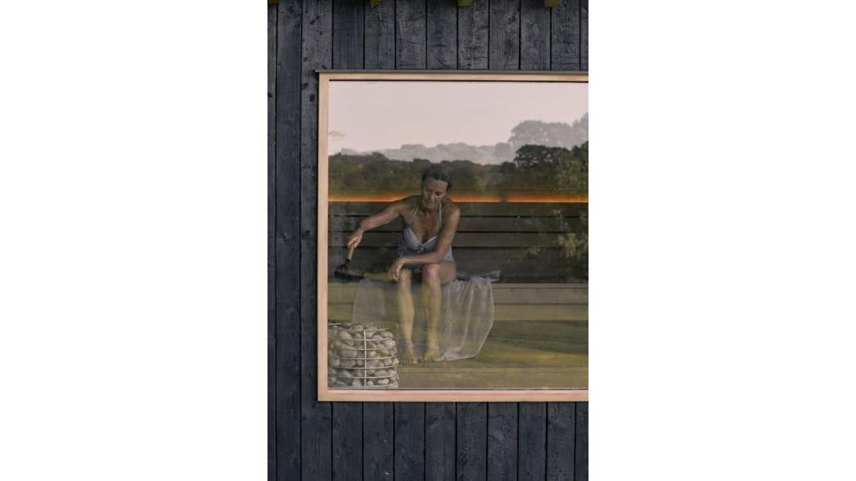 woman in a sauna