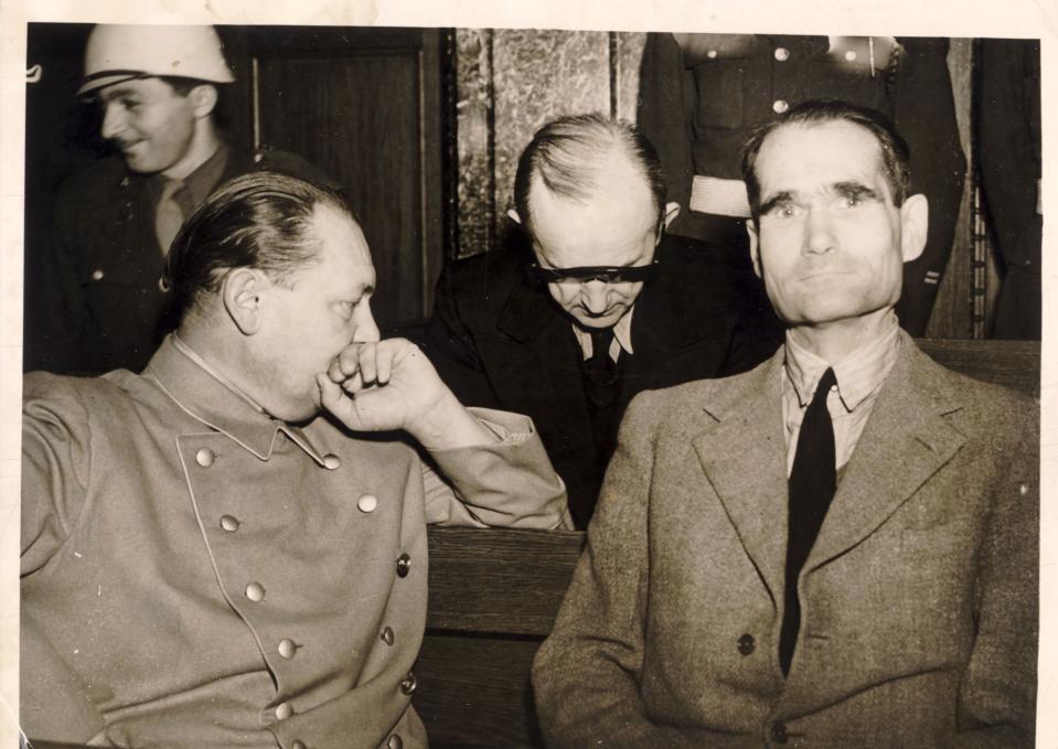 Nazi leader Rudolf Hess (far right) (Rex)