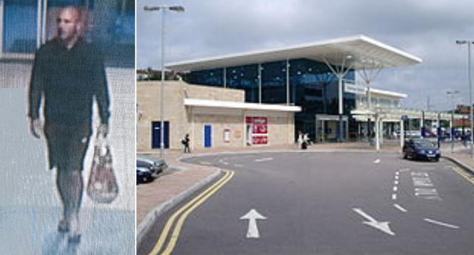 Police are hunting the unidentified male, left, in connection with the theft outside Hastings station. (PA/Google)