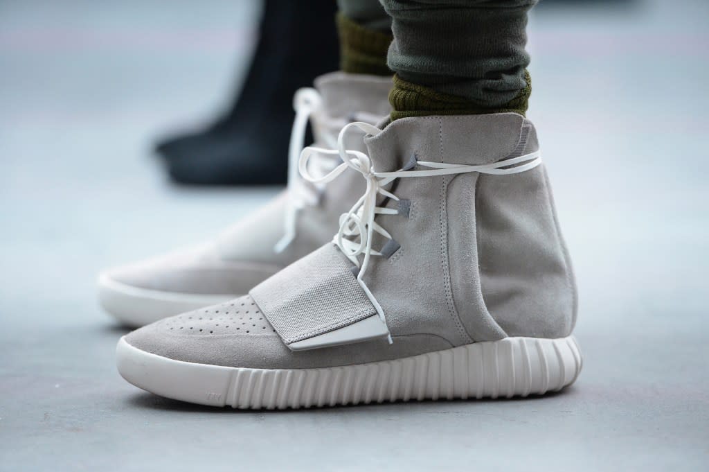 NEW YORK, NY - FEBRUARY 12: A close up shoe detail from the adidas Originals x Kanye West YEEZY SEASON 1 fashion show during New York Fashion Week Fall 2015 at Skylight Clarkson Sq on February 12, 2015 in New York City. (Photo by Kevin Mazur/Getty Images for adidas)