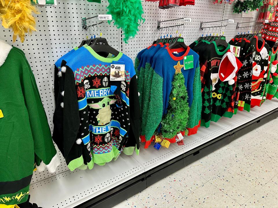 Ugly sweaters from Party City.