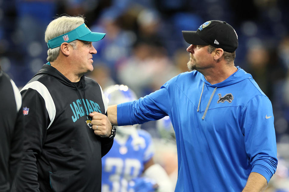 Doug Pederson (left) and Dan Campbell navigated the Lions and Jaguars out of mediocrity. (Photo by Gregory Shamus/Getty Images)