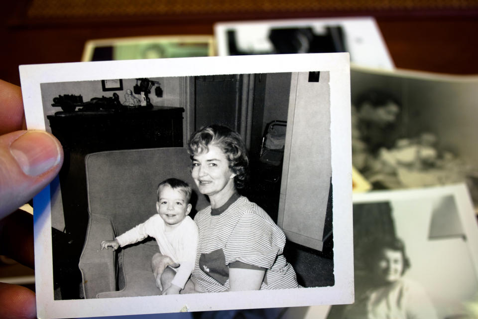 polaroid of a mom and baby