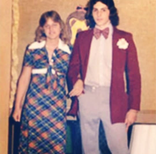 <p>Ellen DeGeneres was one groovy chick in her plaid prom dress and feathered hair. The talk show host shared this amazing throwback photo of her and her cute prom date, who also looked pretty stylish (for the ’70s) in his burgundy jacket and matching bow tie. “Happy #PromTBT. Yes, this is real,” the funny lady <a rel="nofollow noopener" href="https://www.instagram.com/p/ndiCfbtjF8/" target="_blank" data-ylk="slk:cracked;elm:context_link;itc:0;sec:content-canvas" class="link ">cracked</a> on Instagram. (Photo: Instagram) </p>