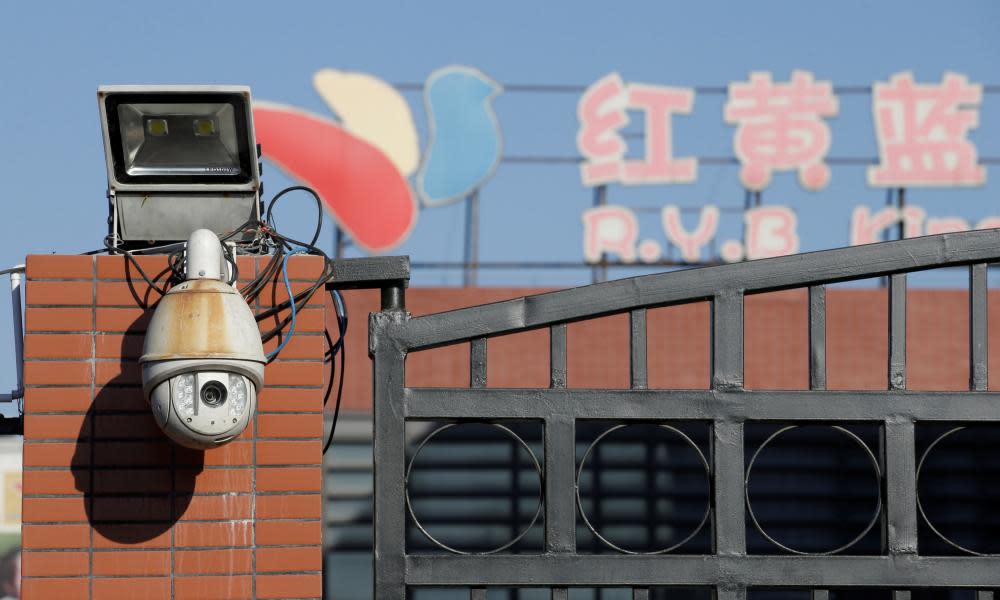 A security camera is pictured at the kindergarten run by pre-school operator RYB Education Inc being investigated by China’s police.