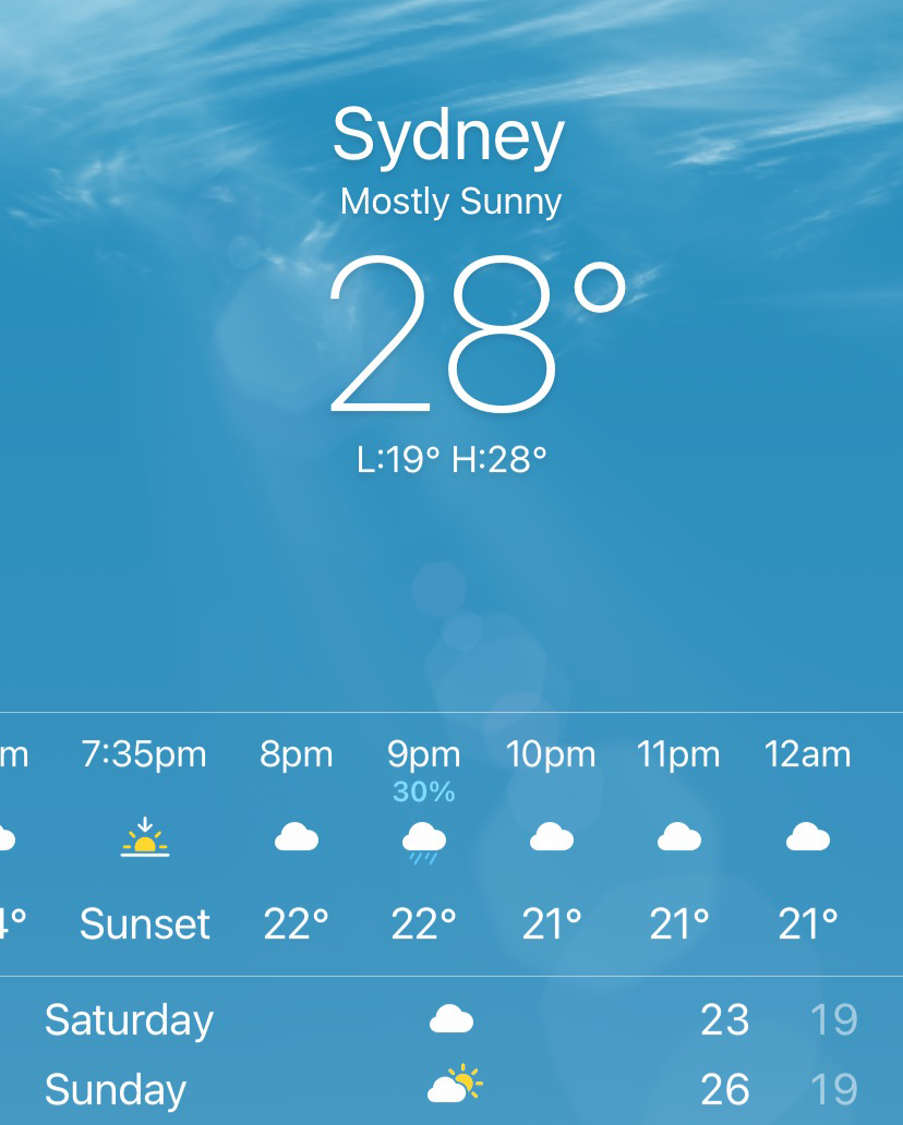 Weather app rain forecast sydney