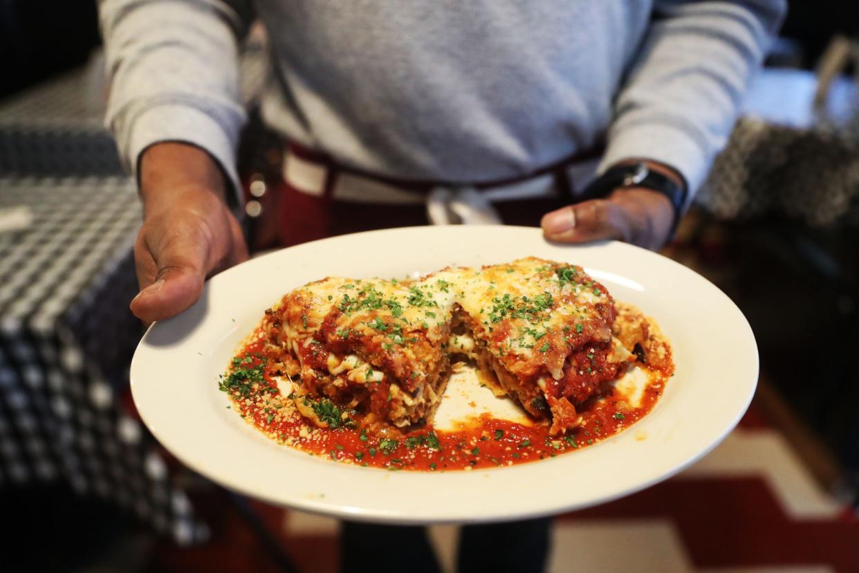 The eggplant parmesan at Cocozza American Italian in Harbor Town.