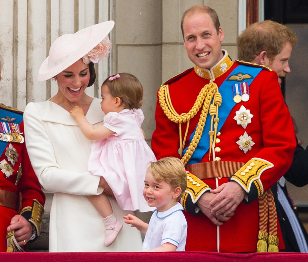 The Duke and Duchess of Cambridge with Princess Charlotte and Prince George on the balcony of Buckingham Palace (Dominic Lipinski/PA Wire)