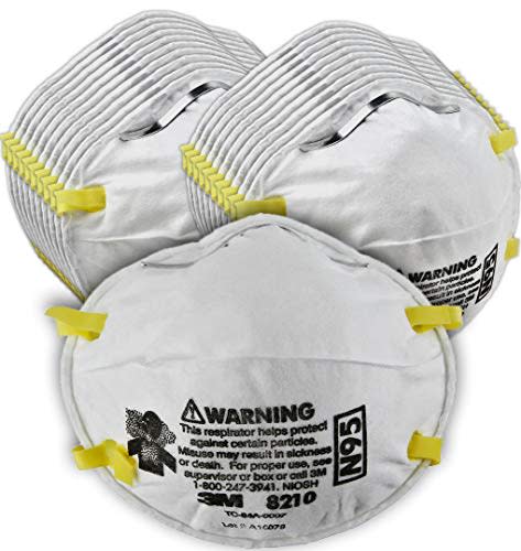 3M Personal Protective Equipment 8210 Particulate Respirator, N95, Pack of 20 Disposable Respir…