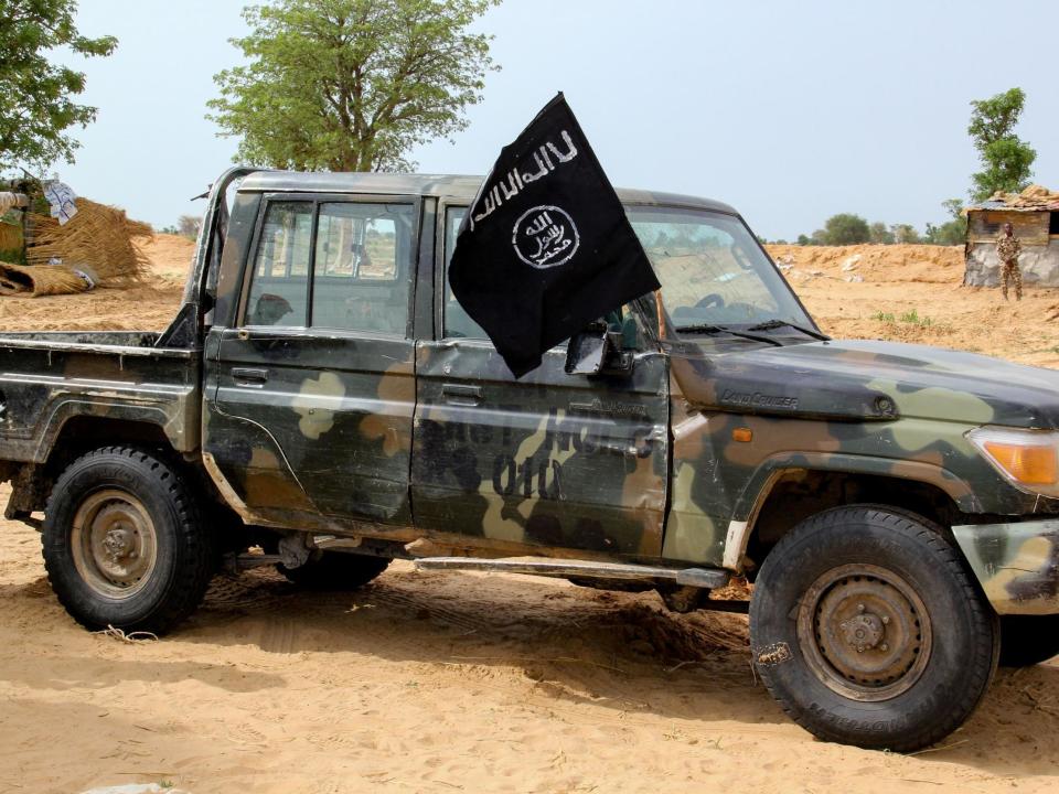 A vehicle allegedly belonging to the Islamic State group in West Africa (ISWAP) is seen in Baga: AUDU MARTE/AFP via Getty Images