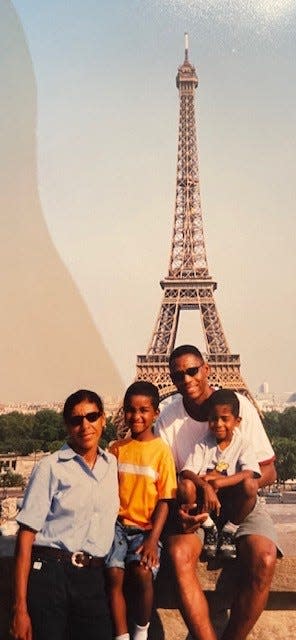 Lewis Johnson with his family in Paris