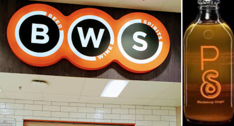 BWS store logo next to a picture of the recalled Blackstrap Ginger soft drink. 