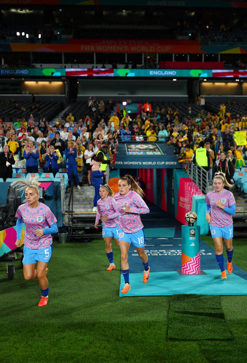 England made their way to the pitch to warm up (The FA via Getty Images)