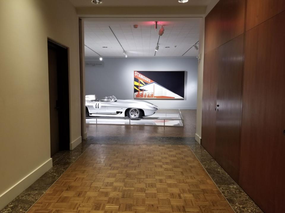 race car in room at dia 2021 exhibit car design in the motor city