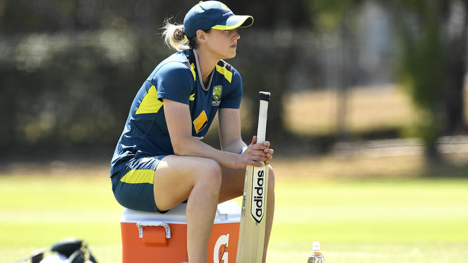 Ellyse Perry, pictured here during an Australian Women's T20 training session at Allan Border Field.