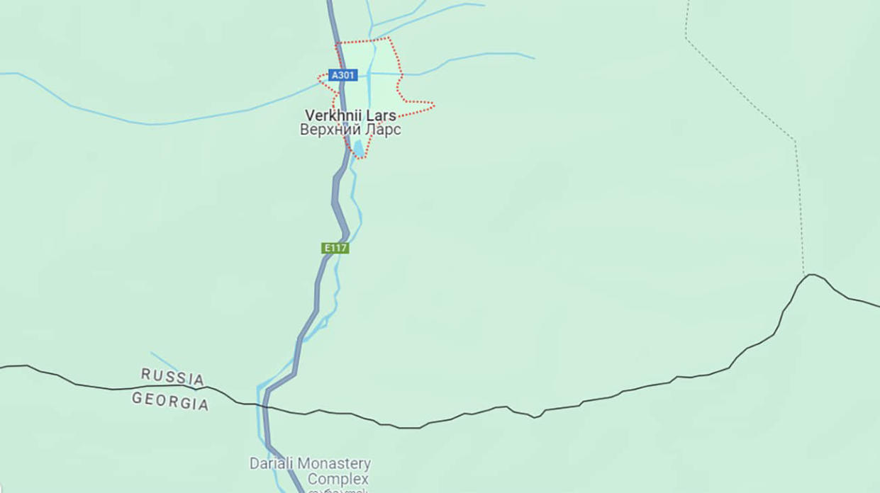 Verkhny Lars, marked in red. Screenshot: Google Maps