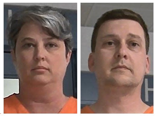 These booking photos released Oct. 9, 2021, by the West Virginia Regional Jail and Correctional Facility Authority show Jonathan Toebbe and his wife, Diana Toebbe.