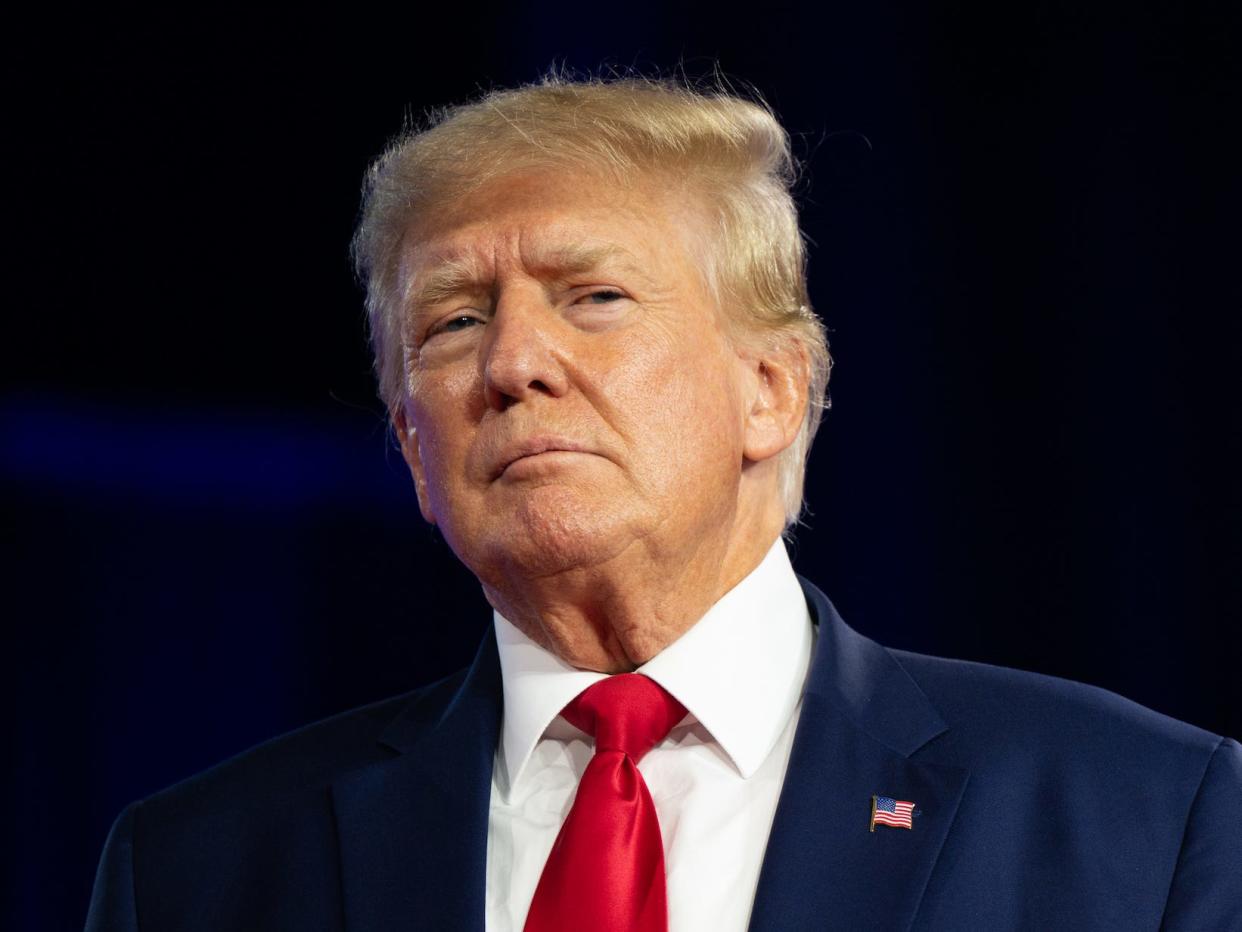 Former President Donald Trump speaks at the Conservative Political Action Conference at the Hilton Anatole on August 06, 2022 in Dallas, Texas.