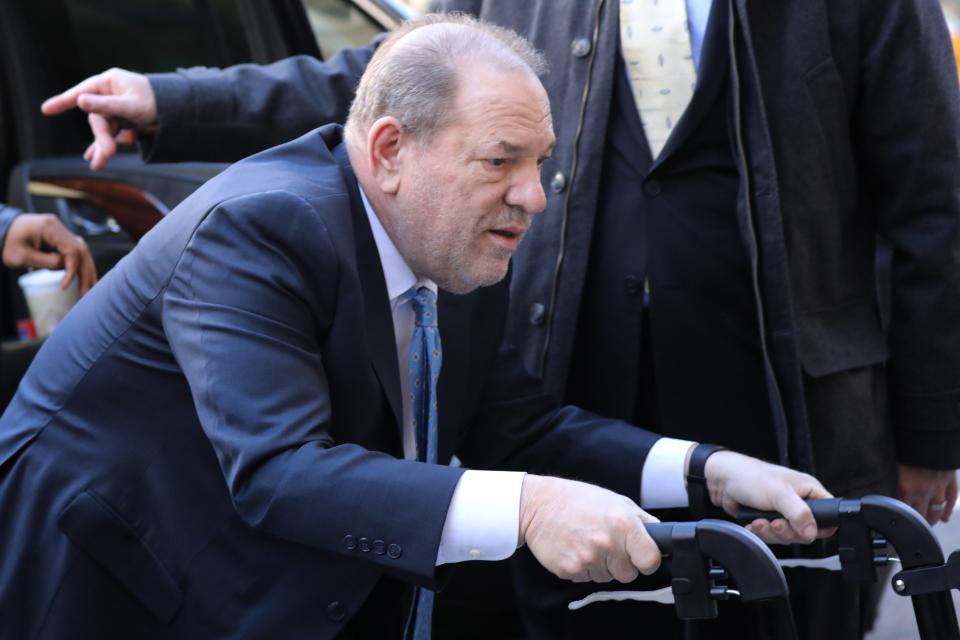 Harvey Weinstein uses a walker.